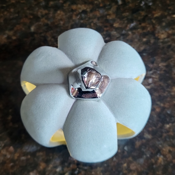 Harvest Lighted Velvet Pumpkin  Light Blue with Silver Shiny Stem  NEW - Picture 5 of 9